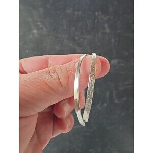 925 Sterling Silver Hammered Dangling Pierced Earrings Vintage READ Description